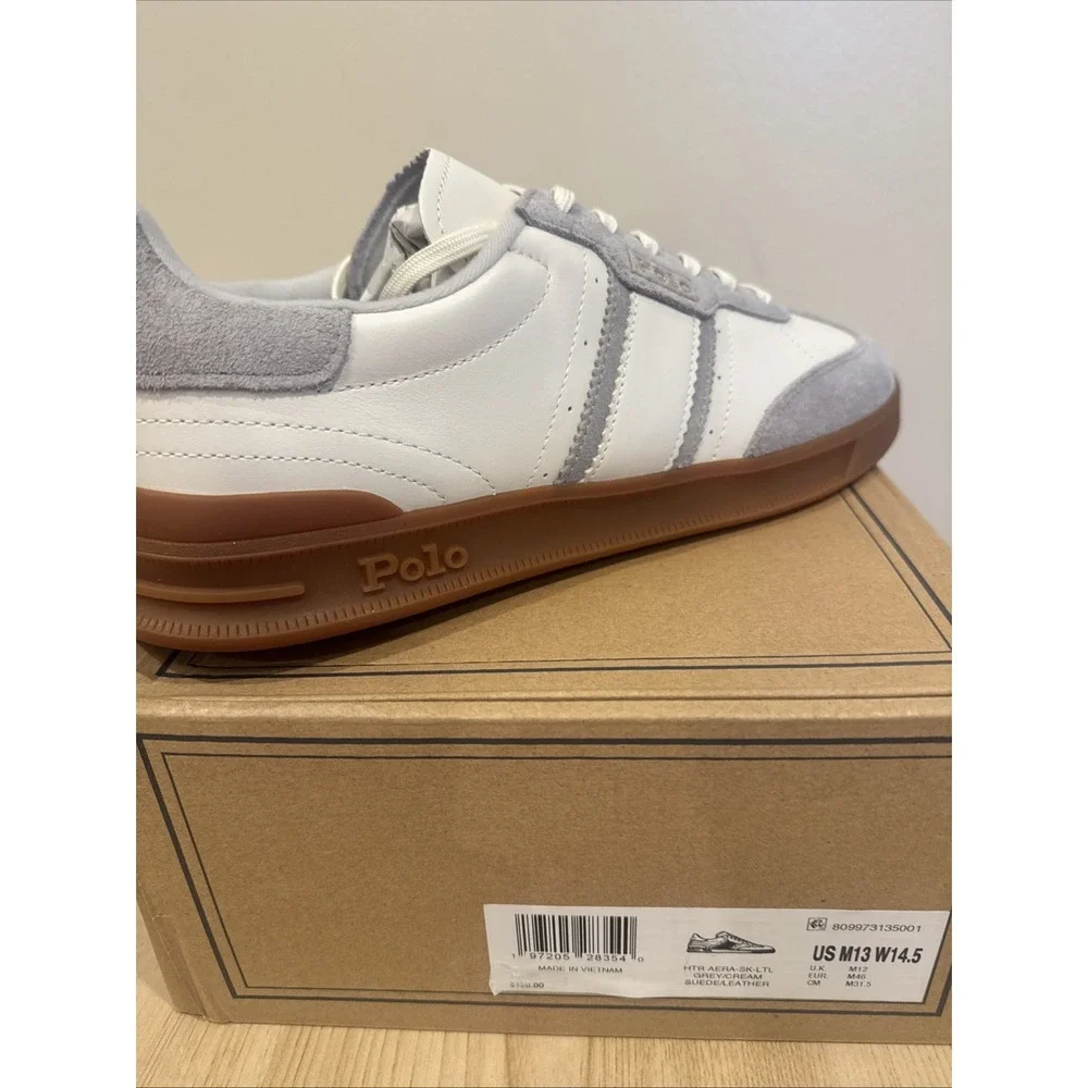 Polo‎ Ralph Lauren Heritage Aera Leather Suede Sneaker Men's 13 White Gum New